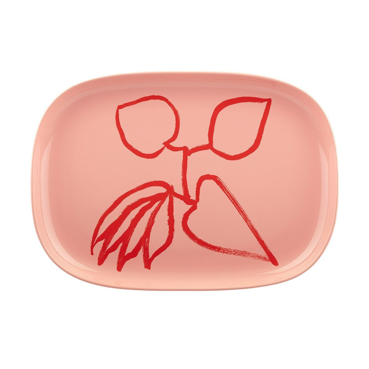 Marimekko Ukonhattu Salmon Pink / Red Serving Dish