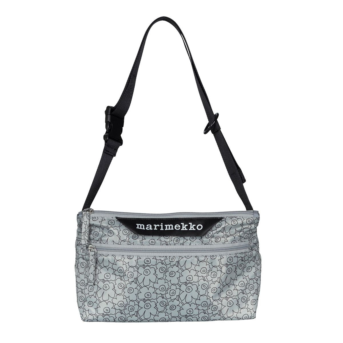 Marimekko Piirto Unikko Grey / Black Small Neat Crossbody Shoulder Bag
