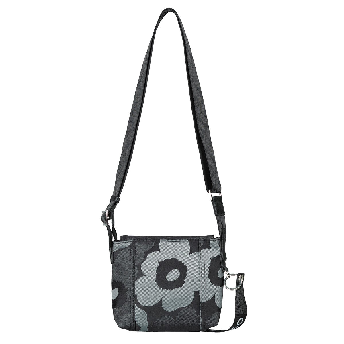 Marimekko Unikko Black / Grey Mini Messenger Shoulder Bag