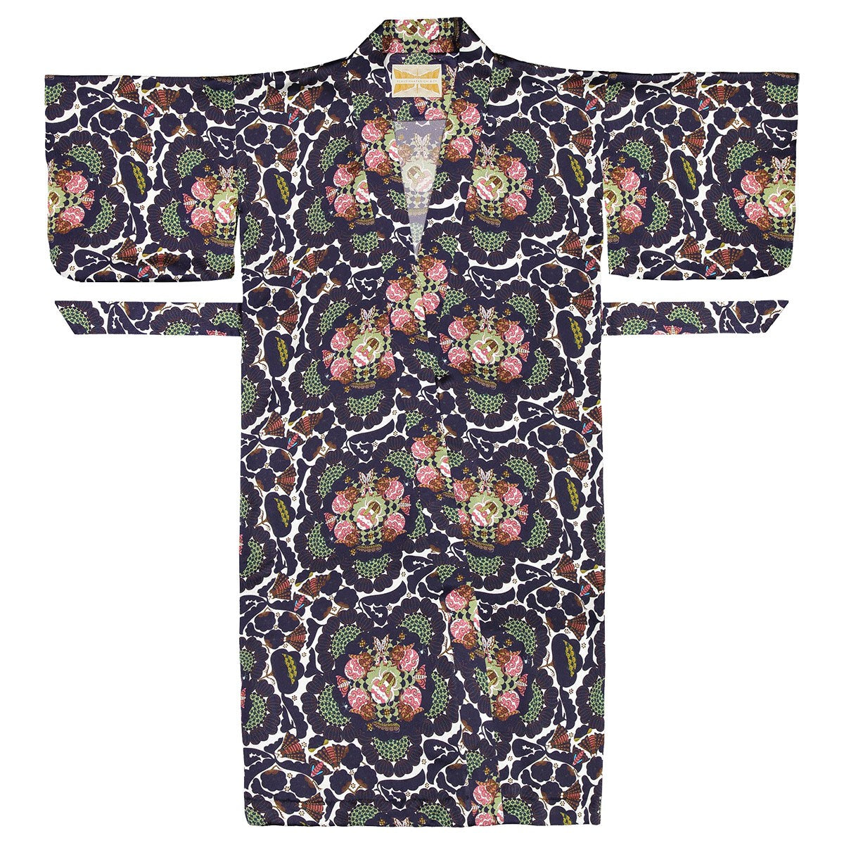 Klaus Haapaniemi Navy / White / Pink Midsummer Night Silk Kimono - One Size