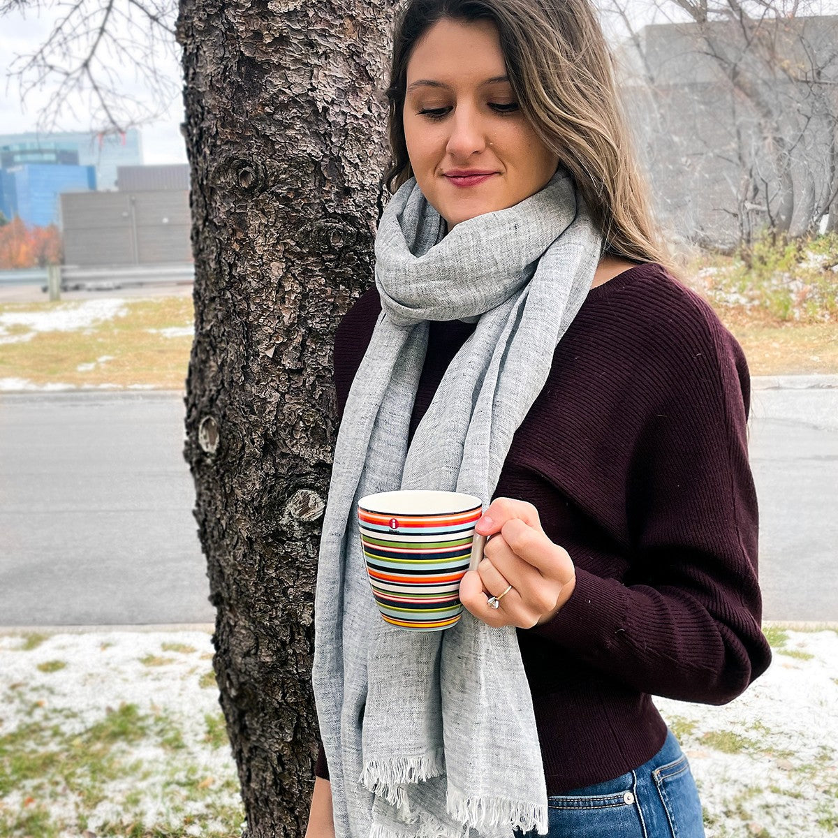 Lapuan Kankurit Lempi Melange Grey Oversized Scarf