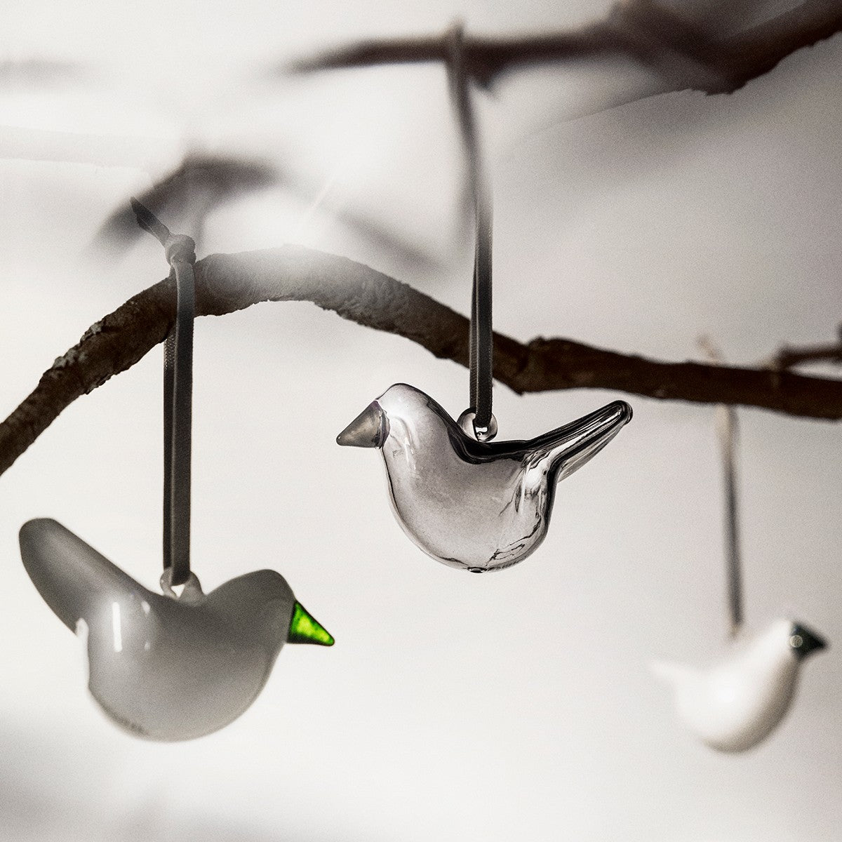 iittala Toikka Grey Mini Flycatcher Ornaments - Set of 3