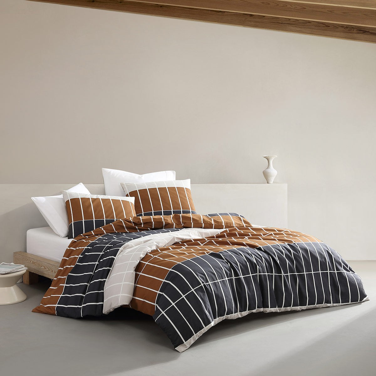 Marimekko Tiiliskivi Brown / Charcoal / Beige King Duvet Cover Set