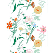 Marimekko Puutarhakutsut White / Green / Orange Cotton Fabric Repeat