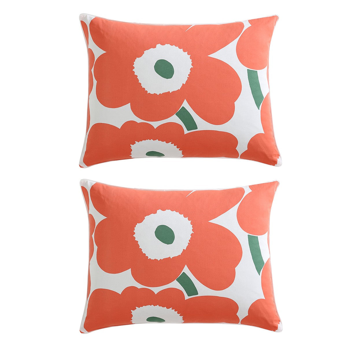 Marimekko Unikko Orange / Green Duvet Set - Full / Queen