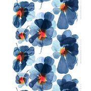 Marimekko Valssi Blue / Orange / White Medium Weight Cotton Fabric