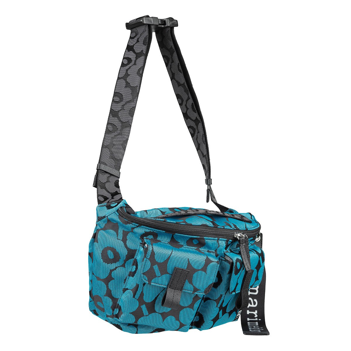 Marimekko Unikko Black / Blue Medium Sling Shoulder Bag