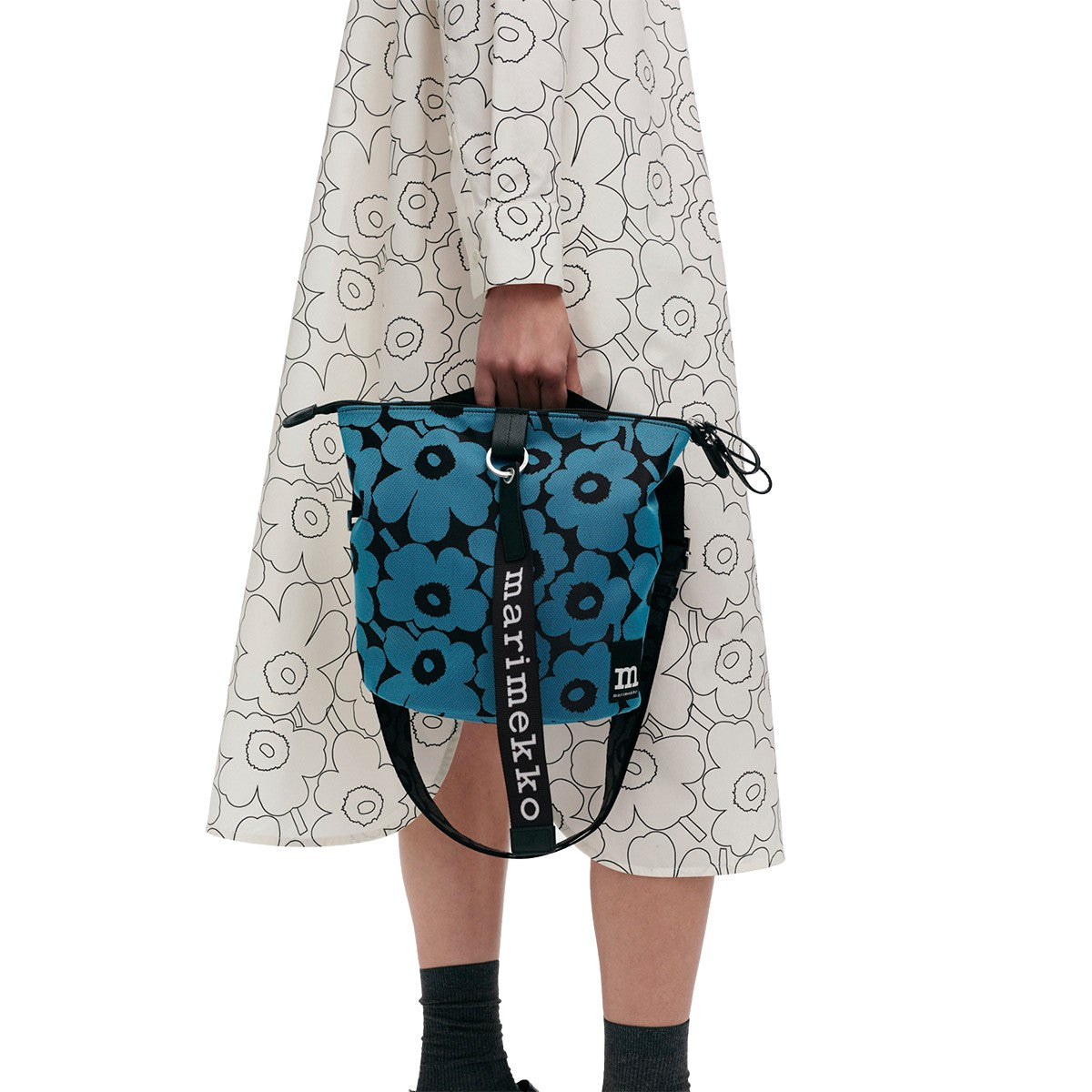 Marimekko Unikko Blue / Black Carry All Shoulder Bag