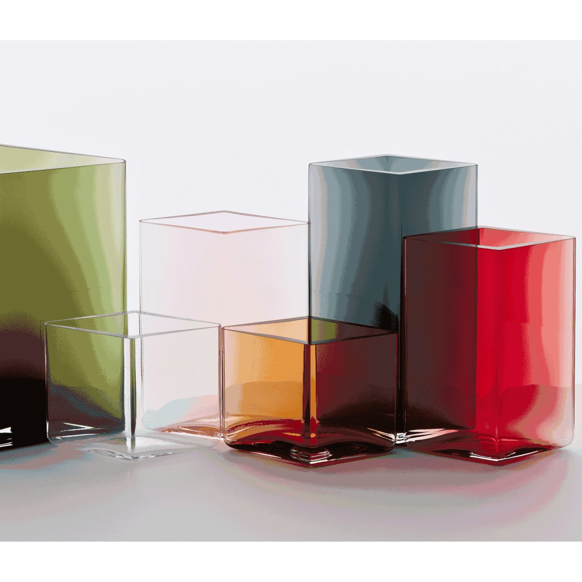 iittala Ruutu Cranberry Glass Vase - 5-1/2"