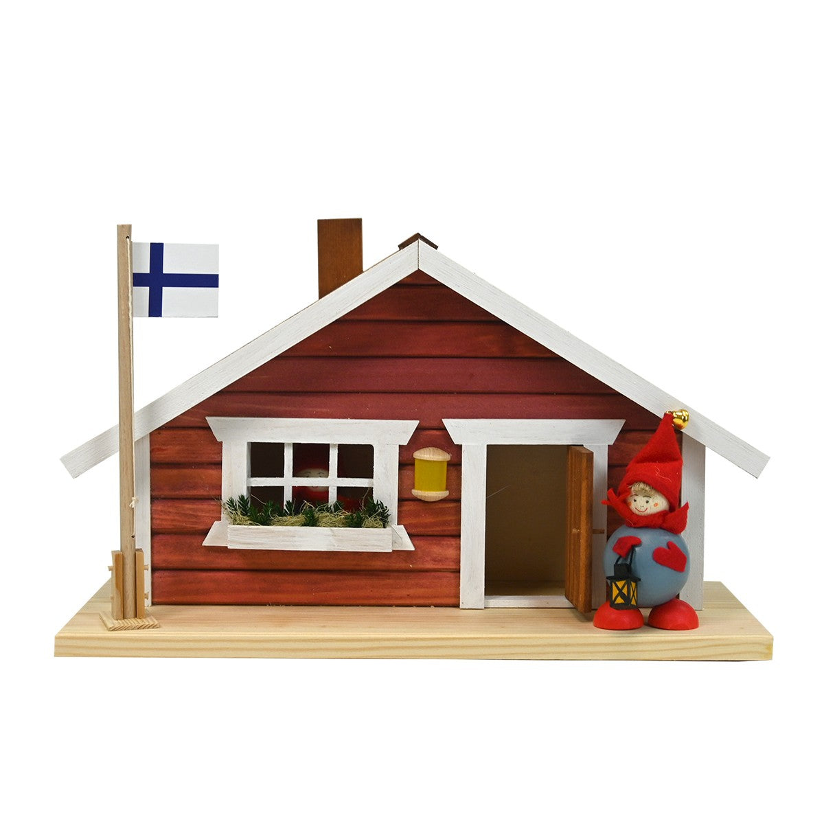 Finland Cottage with Flag & Tonttus