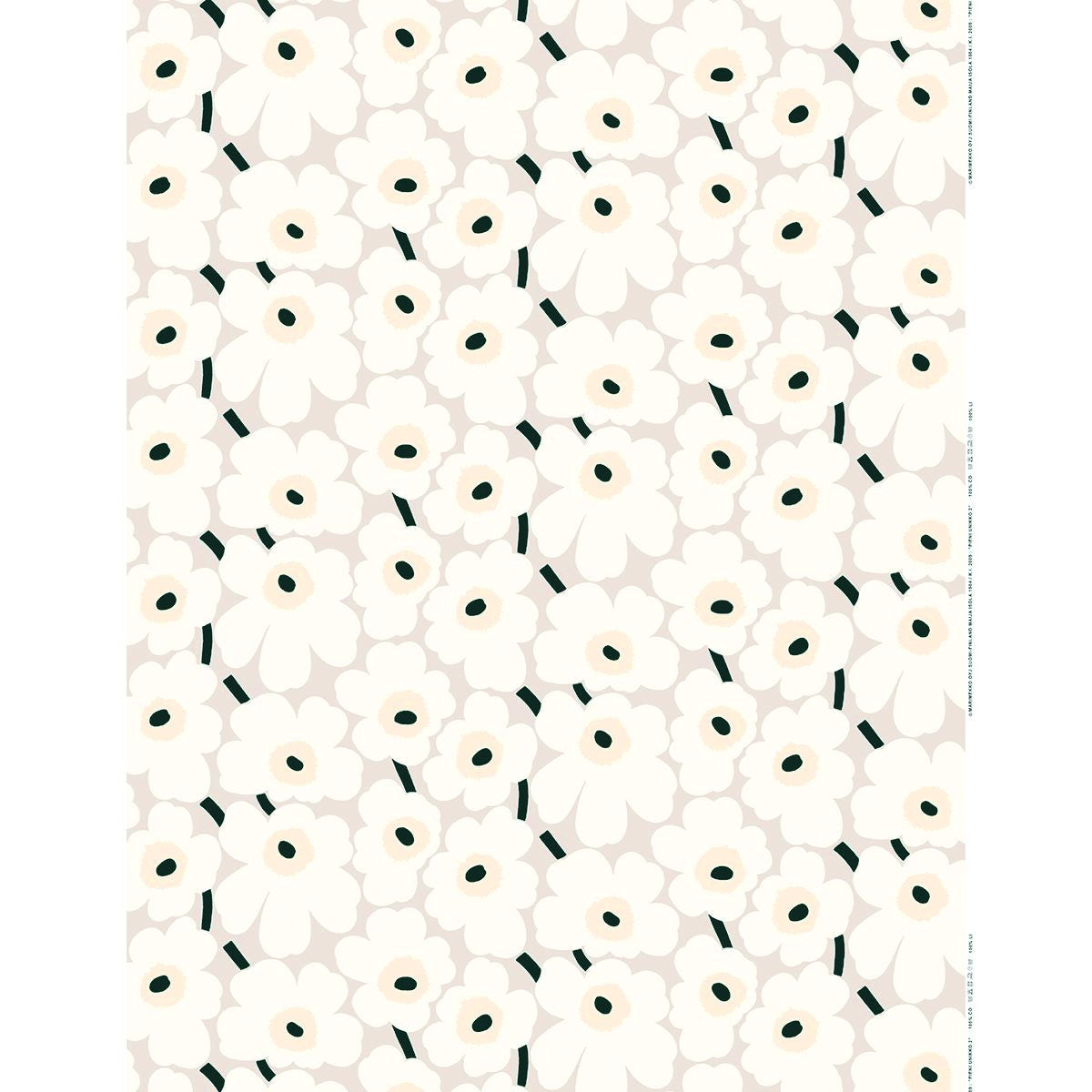 Marimekko Pieni Unikko Beige / Ivory / Dark Green Acrylic-Coated Cotton Fabric