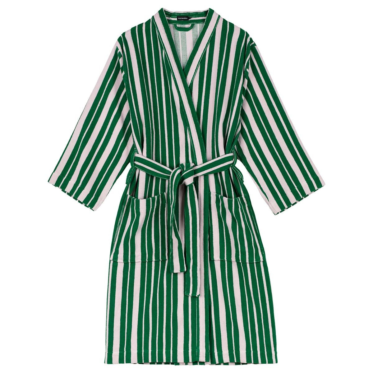 Marimekko Raide Green / Light Pink Bathrobe