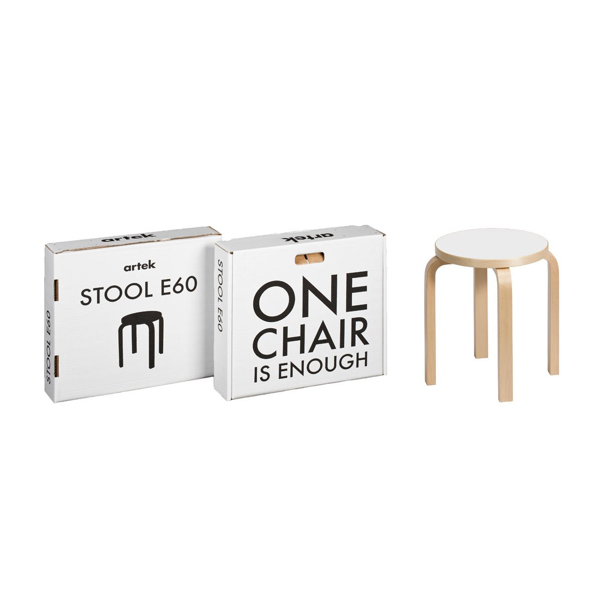 Artek Alvar Aalto E60 - Four Legged Stool - White Laminate