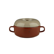 Marimekko Oiva Terra / Maroon Lidded Bowl w/ Handles
