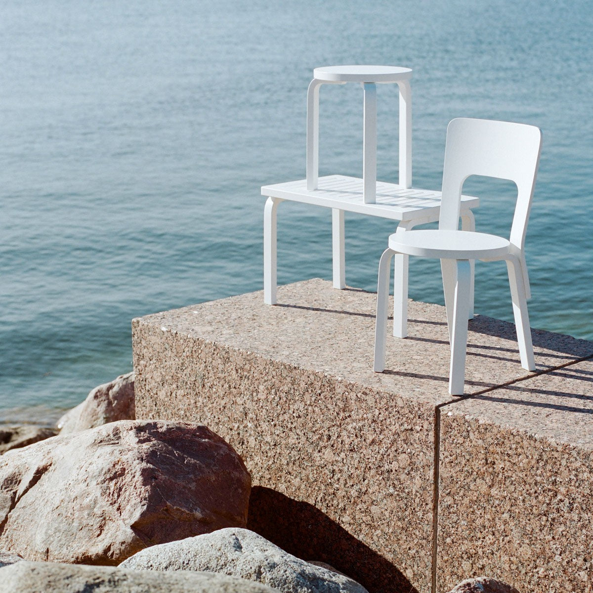 Artek Alvar Aalto Stool 60 - Three Legged - White Lacquered