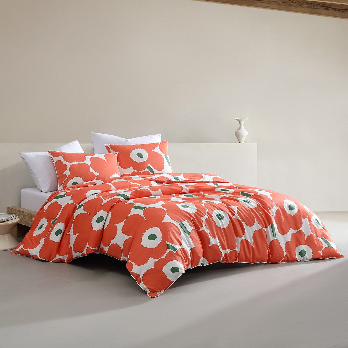 Marimekko Unikko Orange / Green Duvet Set - Full / Queen