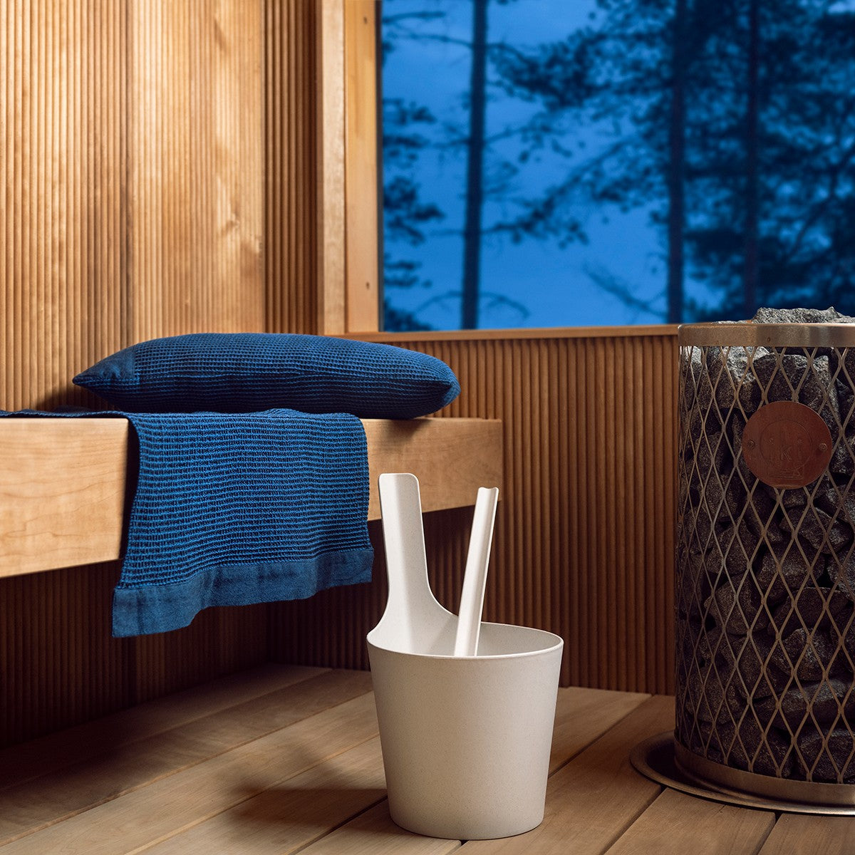 Rento Pisara Speckled Ivory Sauna Bucket & Ladle Gift Set