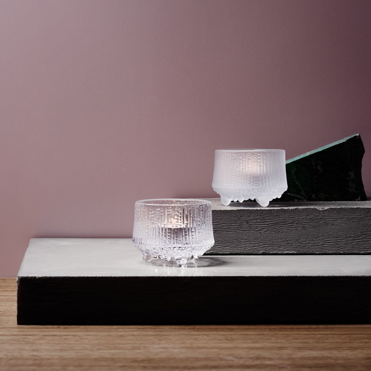 iittala Ultima Thule Clear Candle Holders - Set of 2