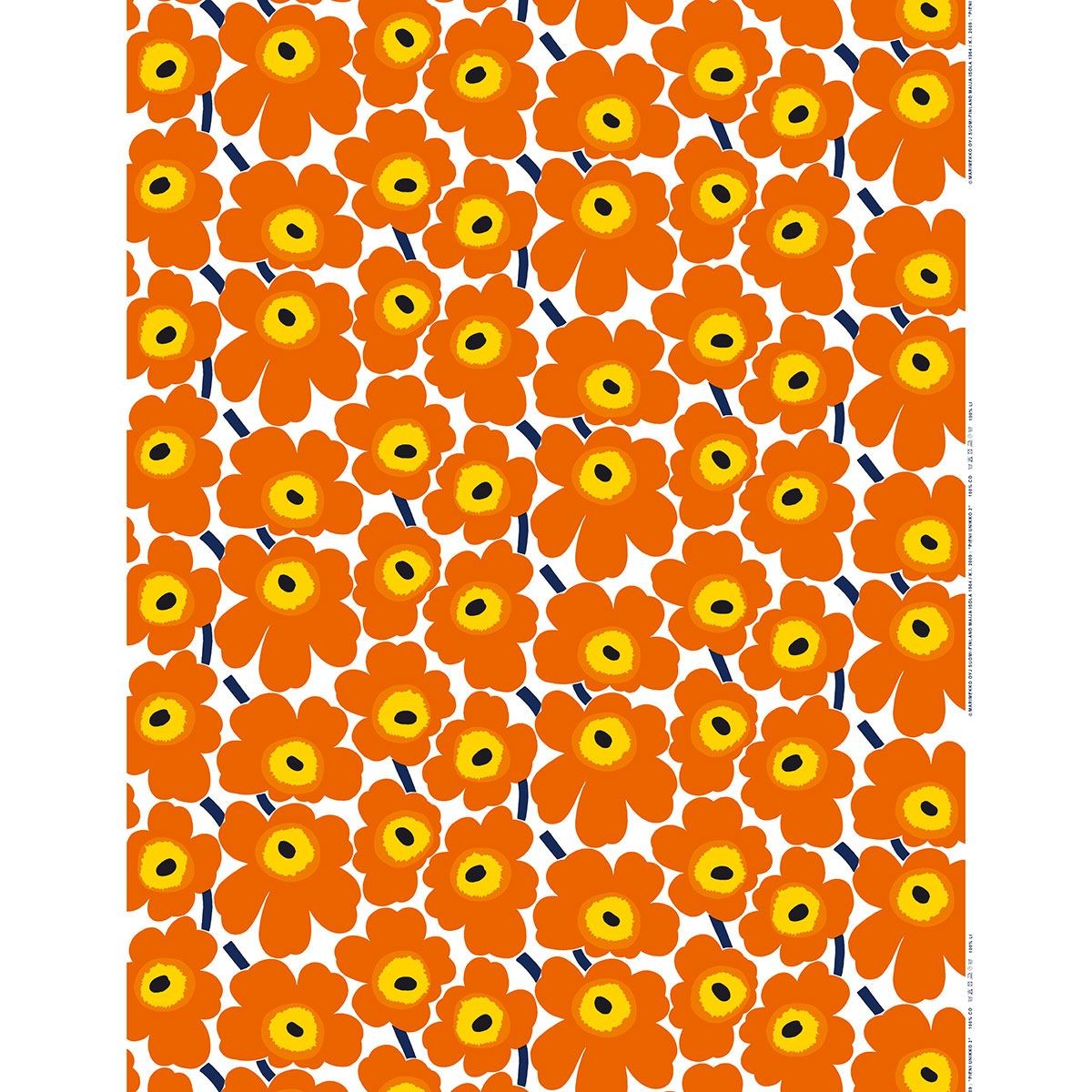 Marimekko Pieni Unikko Orange / Yellow Acrylic-Coated Cotton Fabric