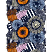 Marimekko Siirtolapuutarha Light Yellow / Blue / Orange Acrylic-Coated Cotton Fabric Repeat