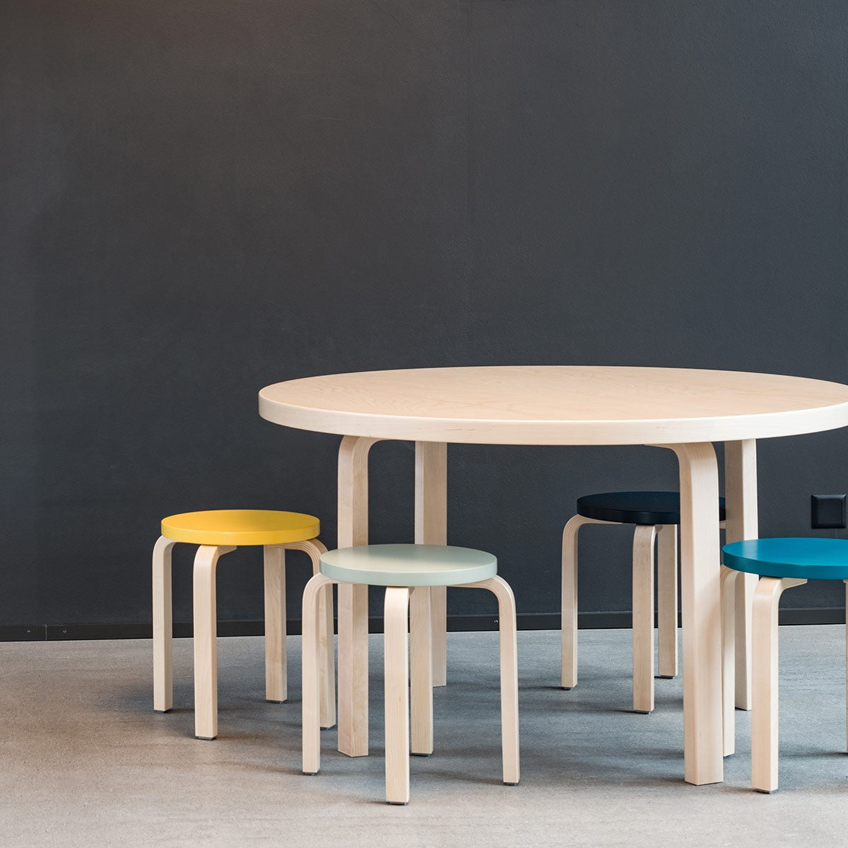 Artek Alvar Aalto Anniversary Stool E60 - Four Legged Stool - Yellow