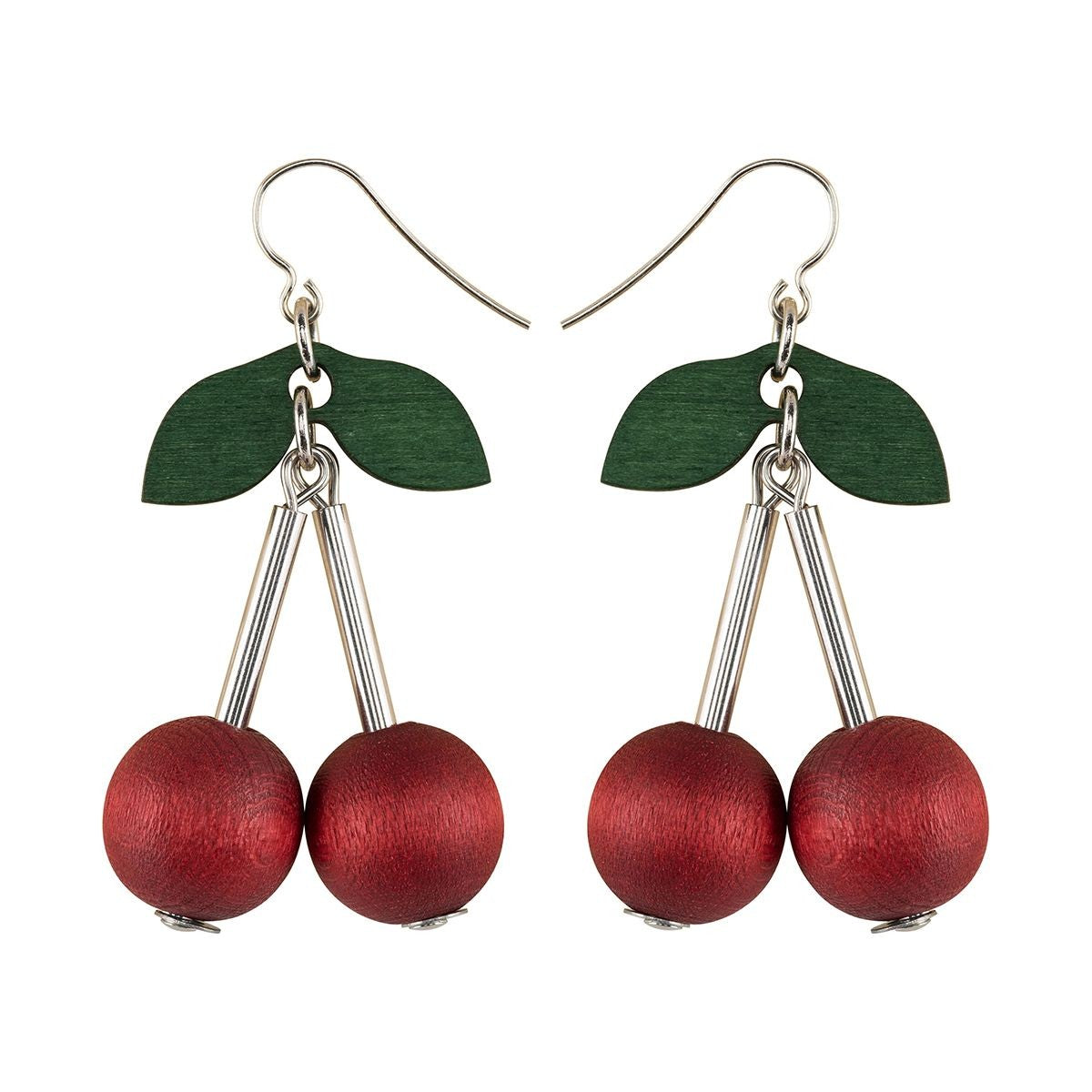 aarikka Kirsikka Wine Red / Green Earrings