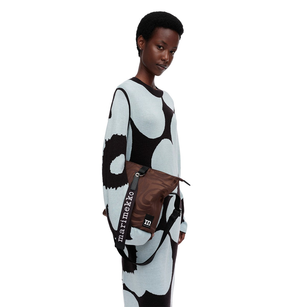 Marimekko Jokuraita Brown / Black Carry All Shoulder Bag