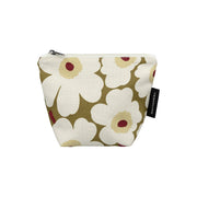 Marimekko Unikko Cream / Olive Green / Burgundy Small Kait Cosmetic Bag