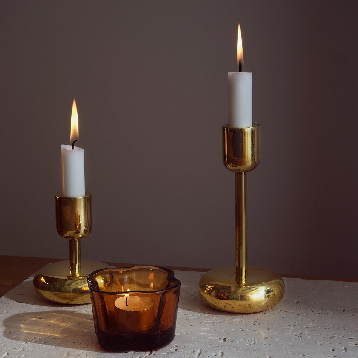 iittala Nappula Brass Tall Candle Holder
