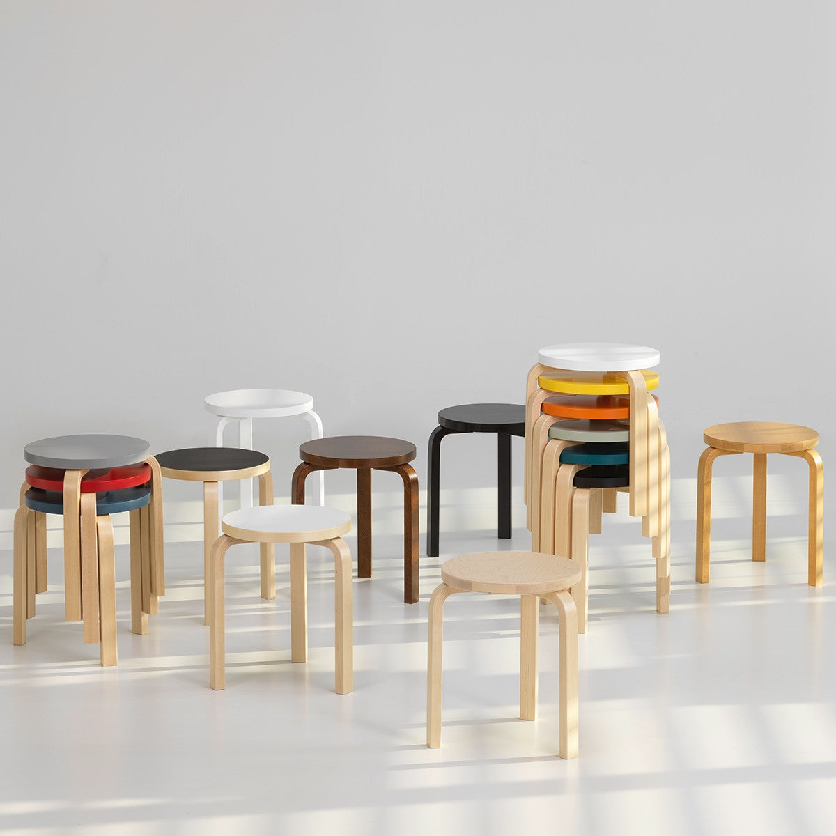 Artek Alvar Aalto Stool 60 - Three Legged Stool - White Laminate