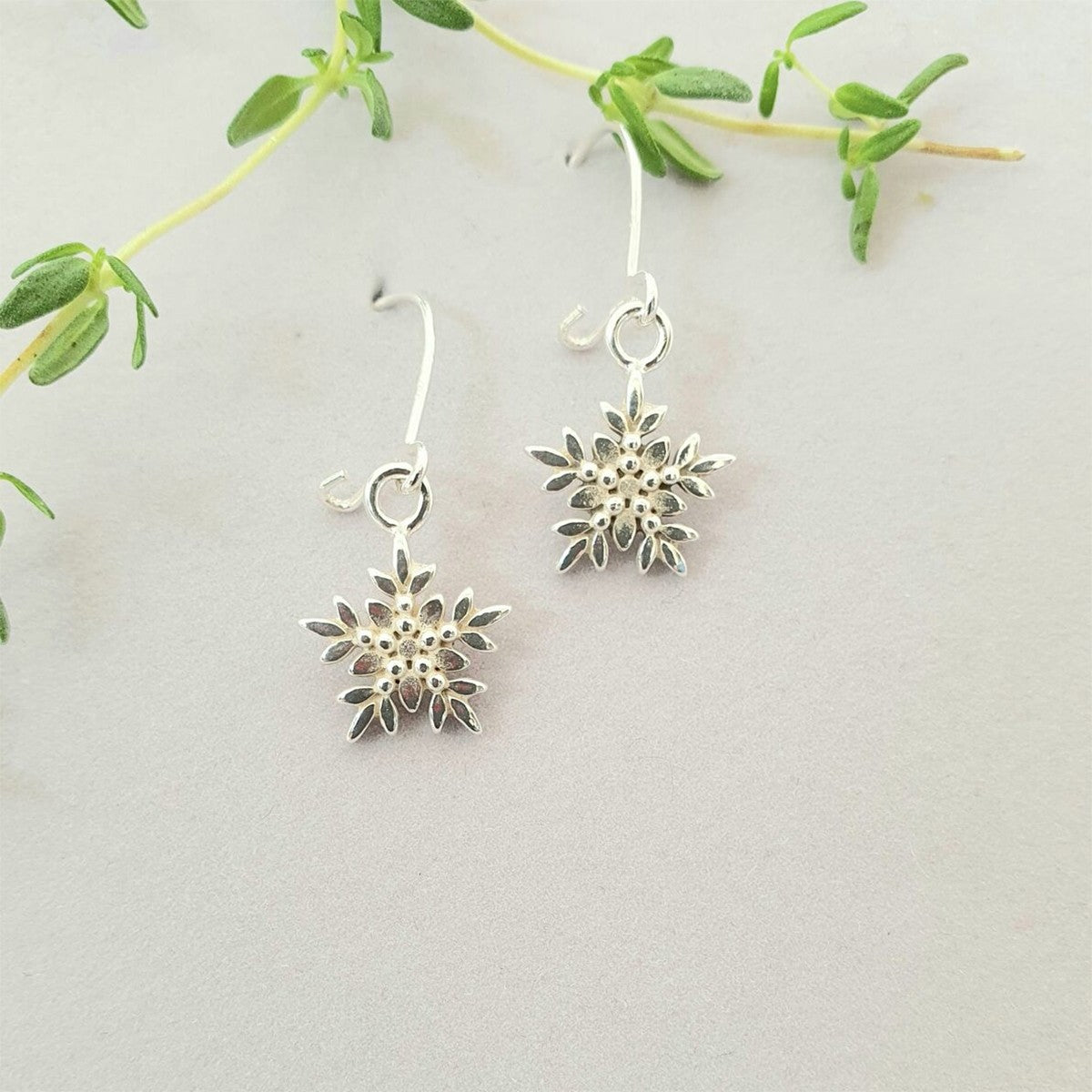 Korunilo Arctic Flower Silver Hook Earrings