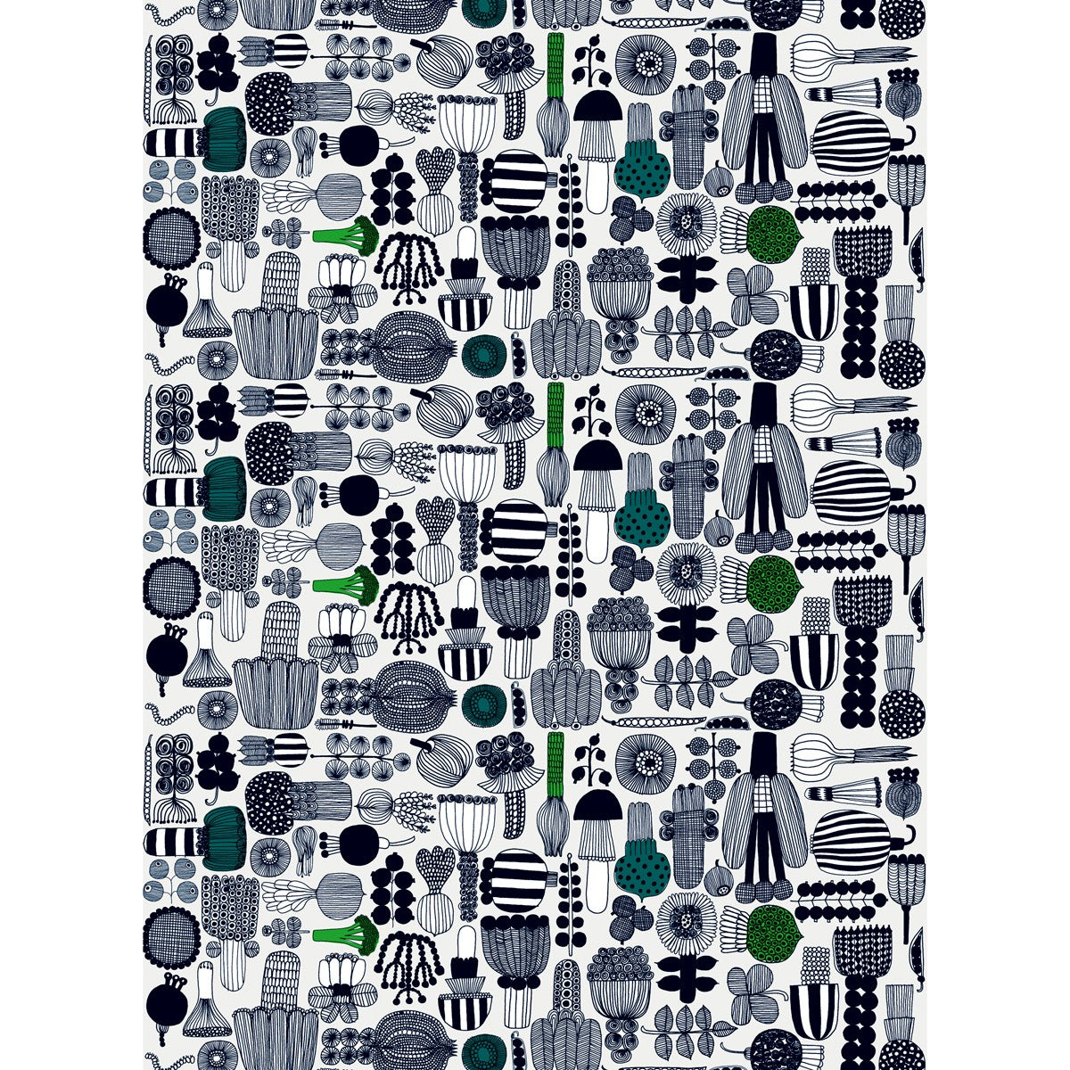 Marimekko Puutarhurin Parhaat Grey / Green Medium Weight Cotton Fabric