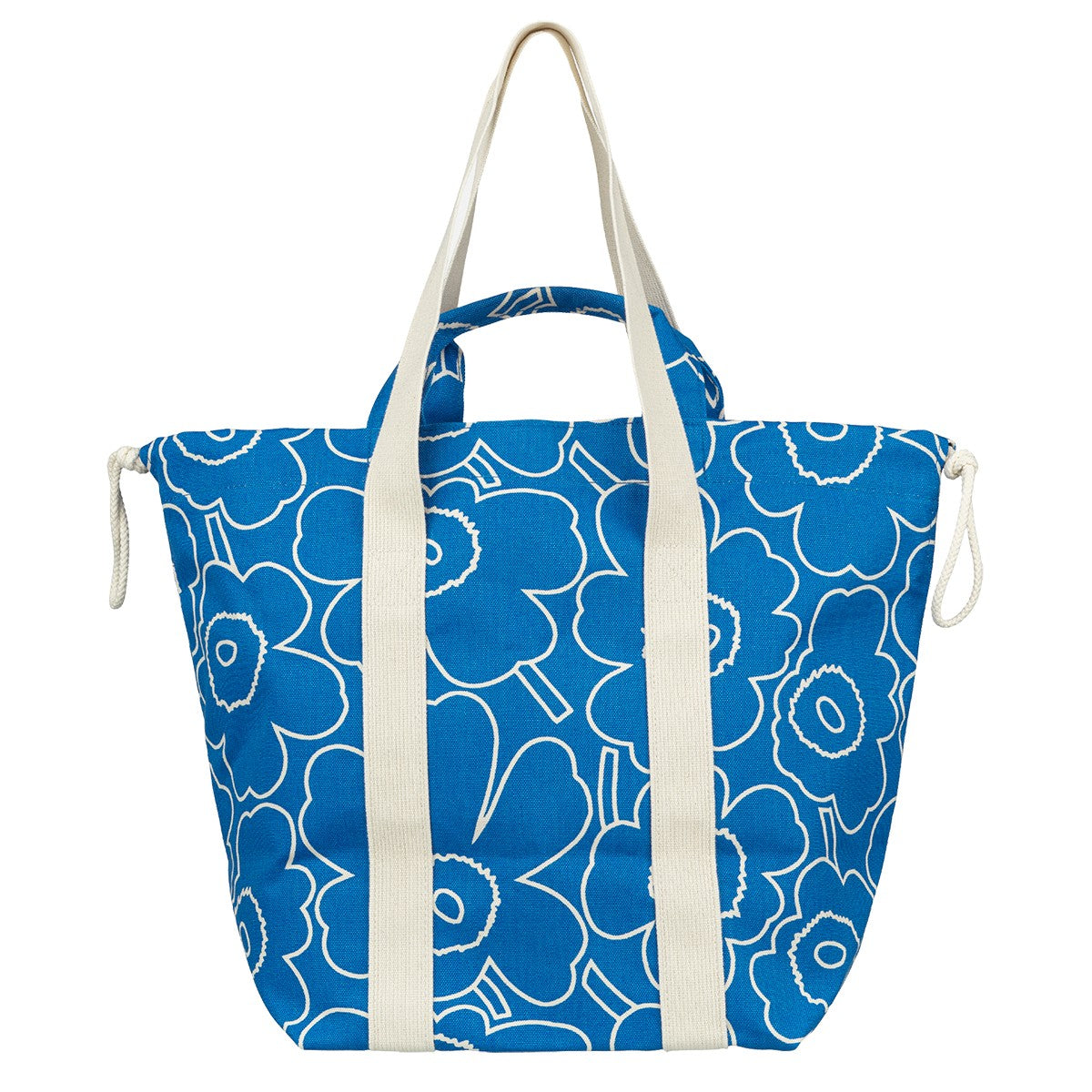 Marimekko Piirto Unikko Blue / Off White Large Mono City Tote Bag