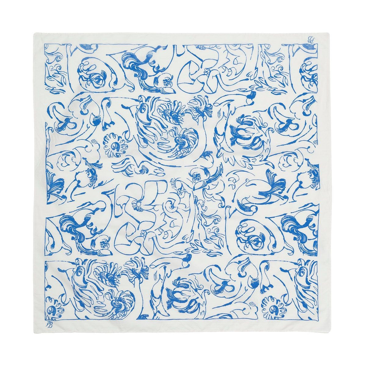 Marimekko Lierio Cactis White / Blue Scarf