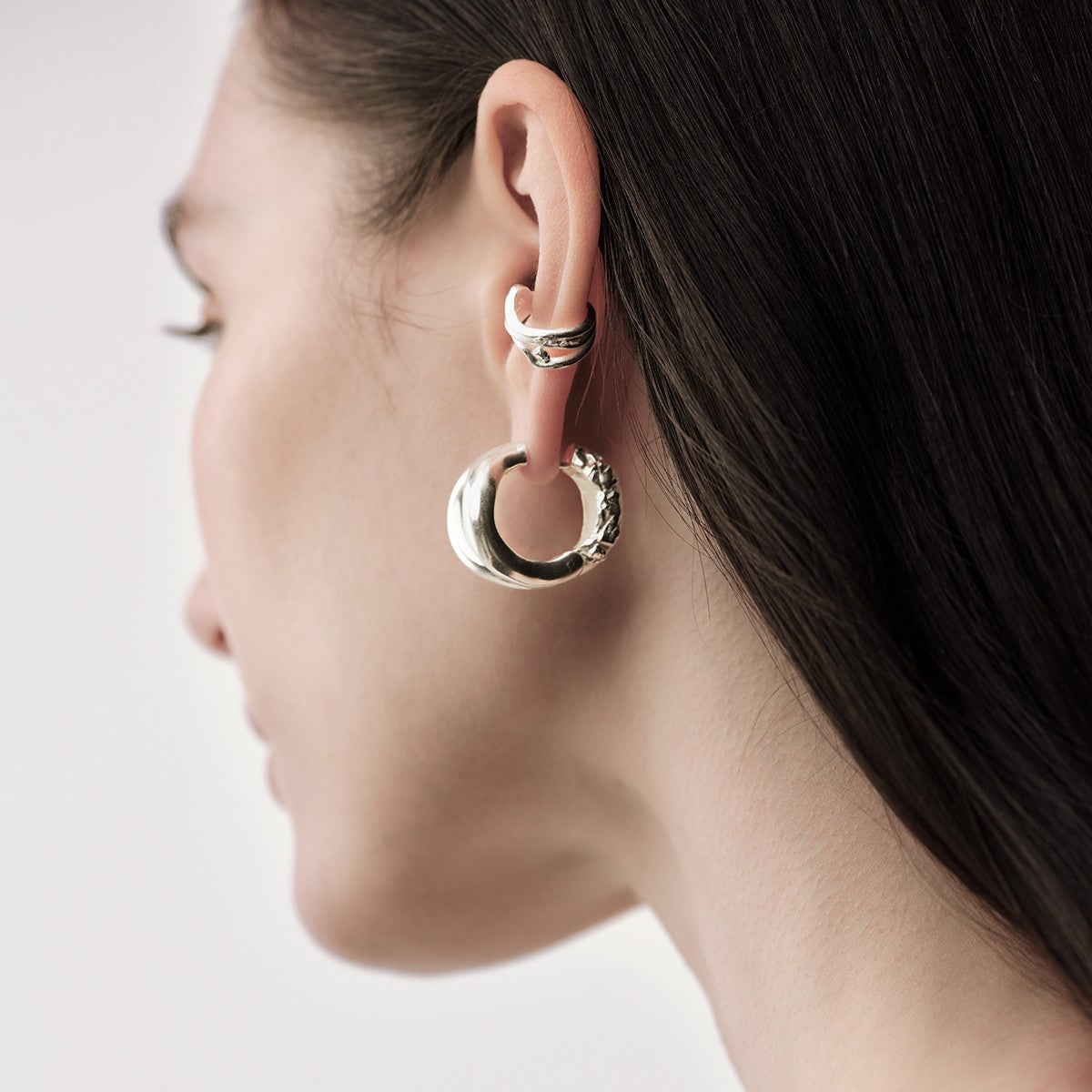 Kalevala Mannyt Silver Hoop Earrings