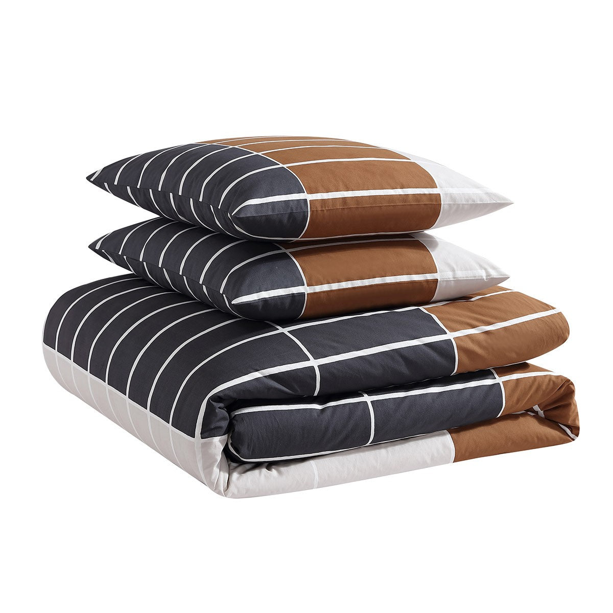 Marimekko Tiiliskivi Brown / Charcoal / Beige King Duvet Cover Set