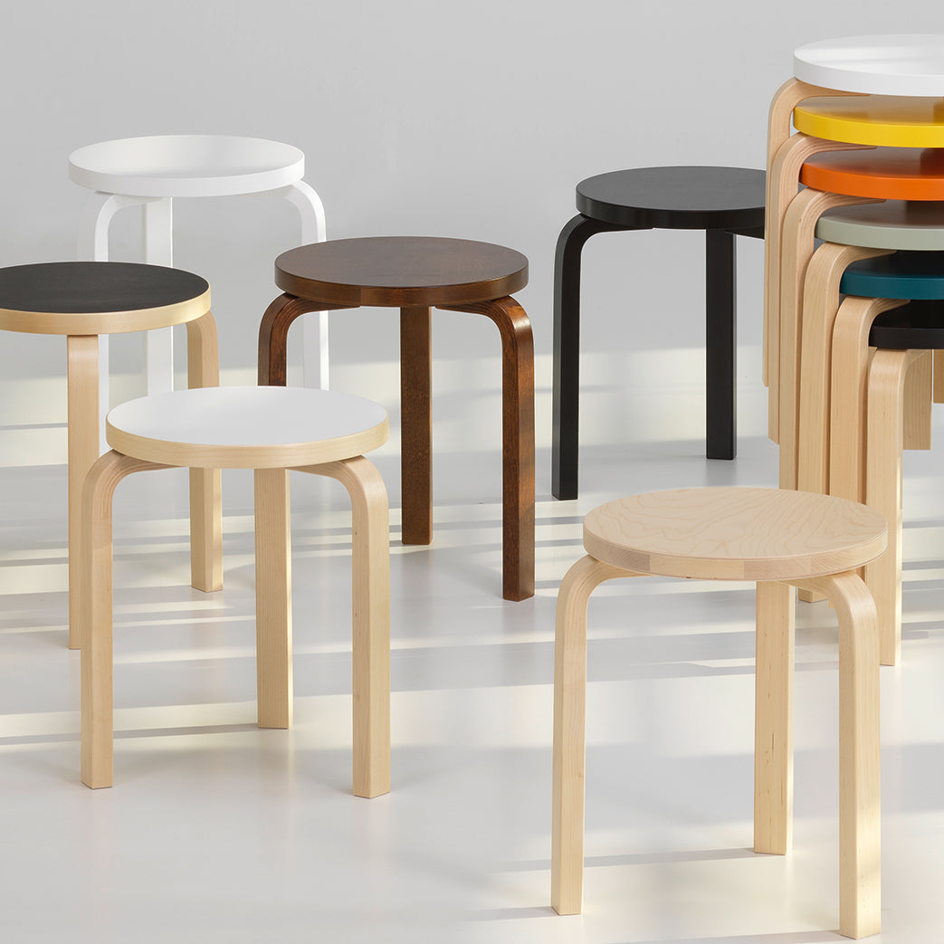Artek Alvar Aalto Stools - Three Legged Stool 60